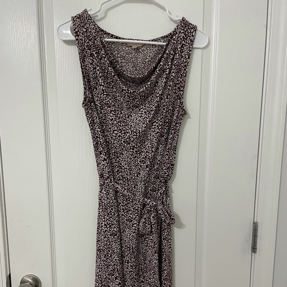 Banana Republic Factory maroon animal print tie dress